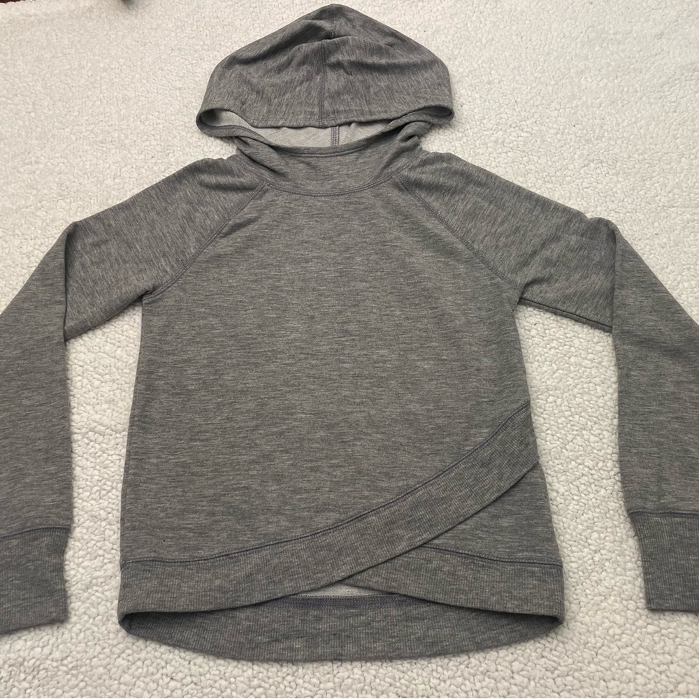 Danskin Girls Gray Crossover Hem Athletic Hoodie Sweatshirt